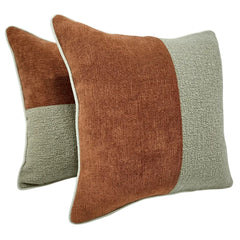 Rust & Taupe Textured Pillow Covers (16×16, Set of 2)