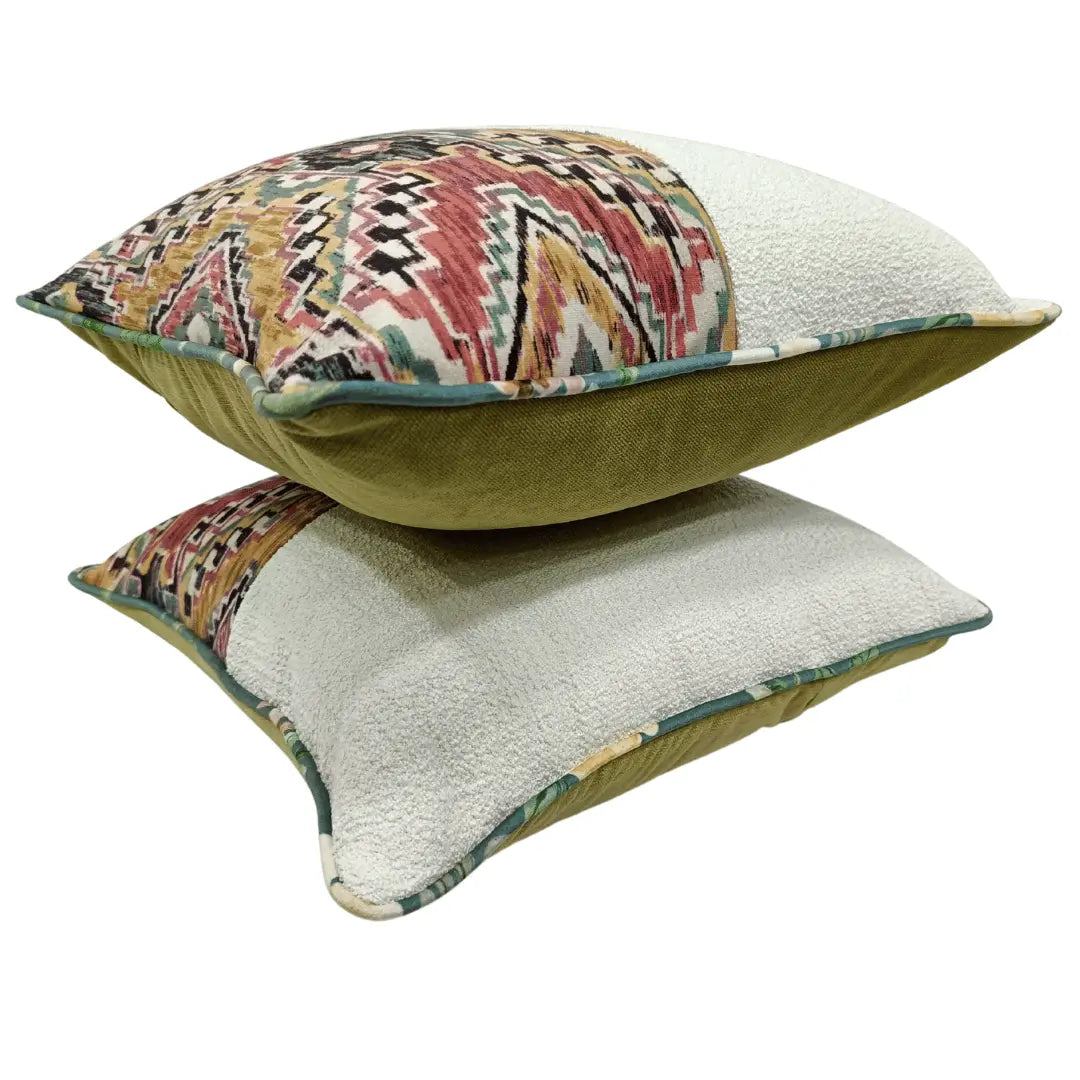 Multicolor Geometric & Ivory Textured Pillow Covers (16x16, Set of 2) |  ZIPCushions