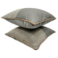 Gray Dual-Tone Elegant Pillow Covers (16x16, Set of 2) - Hover Image