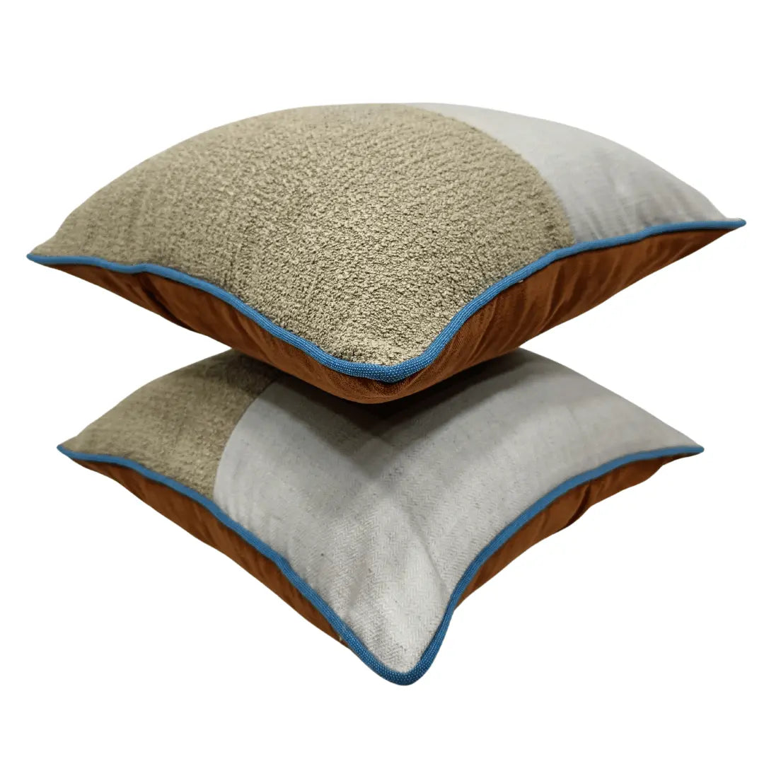 Neutral and Rust-Tone Patchwork Pillow Covers (16x16, Set of 2) |  ZIPCushions