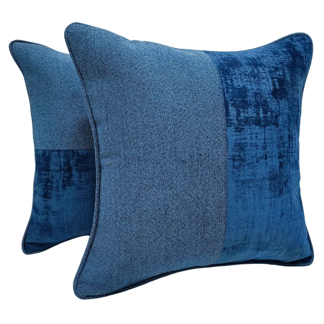 Blue patchwork pillow covers (16×16, Set of 2) | ZIPCushions