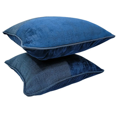 Blue patchwork pillow covers (16×16, Set of 2) - Alternate image