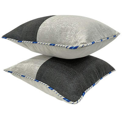 Black and white herringbone pillow covers (16×16, Set of 2) - Alternate image