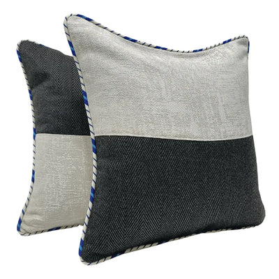 Black and white herringbone pillow covers (16×16, Set of 2)