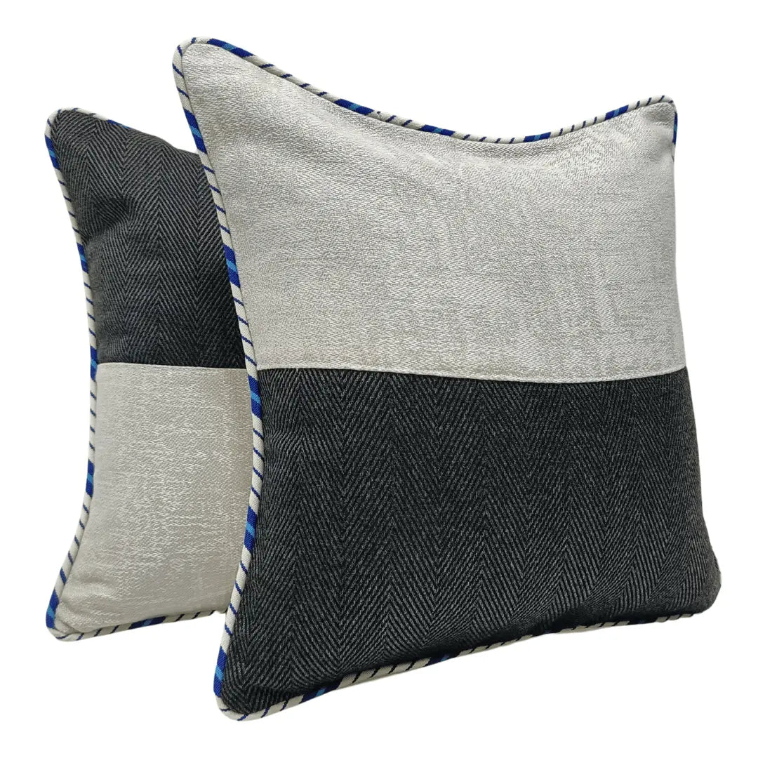 Black and white herringbone pillow covers (16×16, Set of 2) | ZIPCushions