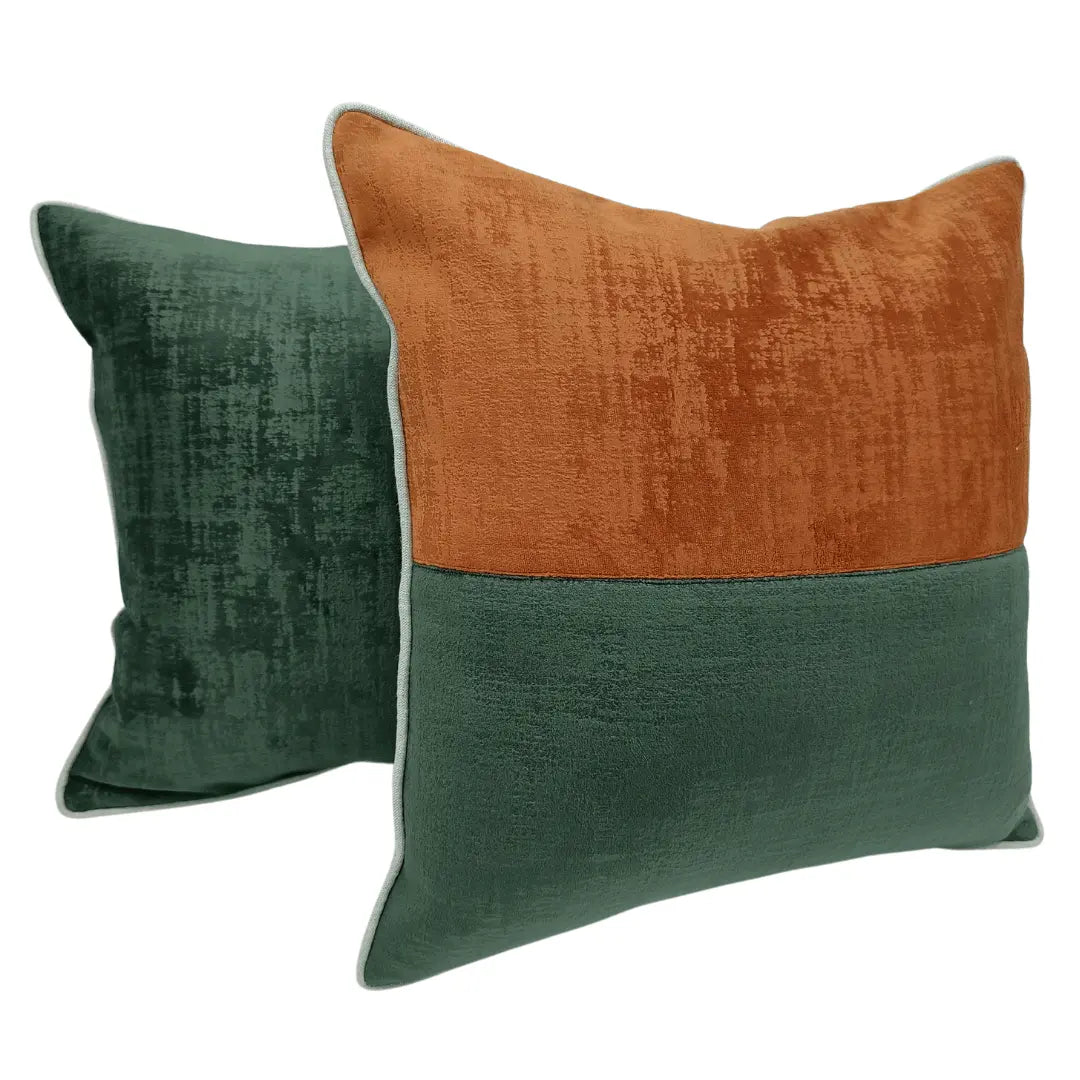 Bold Split Tone Velvet Accent Pillow Covers (16x16, Set of 2) | ZIPCushions