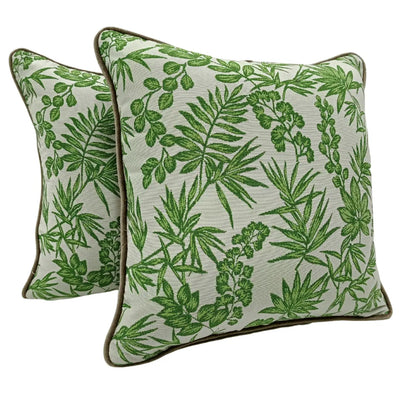 Green leaf print pillow covers (16×16, Set of 2)