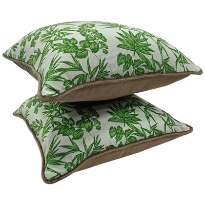 Green leaf print pillow covers (16×16, Set of 2) - Alternate image