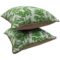 Green leaf print pillow covers (16×16, Set of 2)