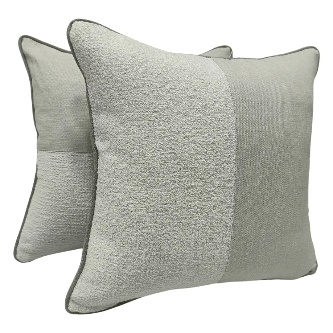 Soft Gray Two-Tone Pillow Covers (Set of 2, 16×16) | ZIPCushions