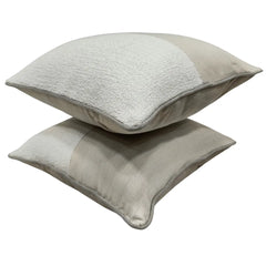 Soft Gray Two-Tone Pillow Covers (Set of 2, 16×16) - Hover Image