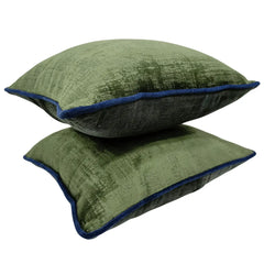 Olive Green Velvet Pillow Covers (Set of 2, 16×16) - Hover Image