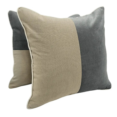 Beige & Charcoal Pillow Covers (Set of 2, 16×16)