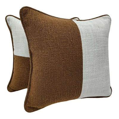 Brown & Ivory Bouclé Pillow Covers (Set of 2, 16×16)
