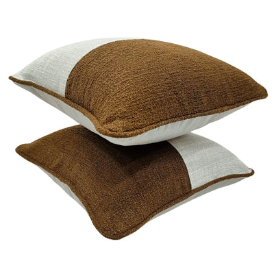 Brown & Ivory Bouclé Pillow Covers (Set of 2, 16×16) - Alternate image