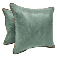 Sage Green Napolan Leather Pillow Covers (Set of 2, 16×16)