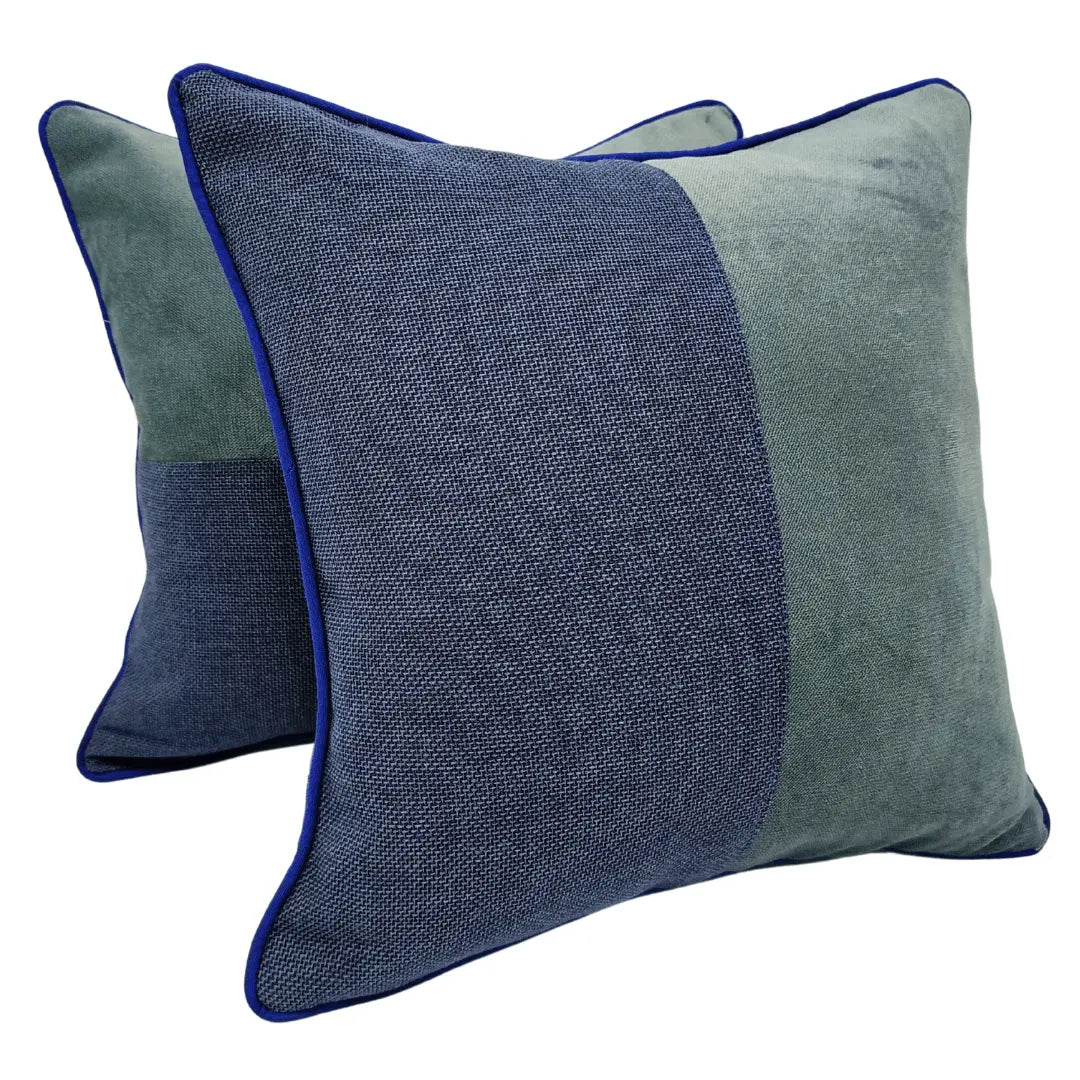 Blue & Grey Textured Pillow Covers (Set of 2, 16×16) | ZIPCushions