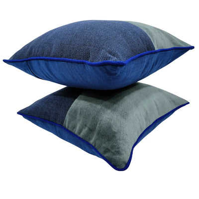Blue & Grey Textured Pillow Covers (Set of 2, 16×16) - Alternate image