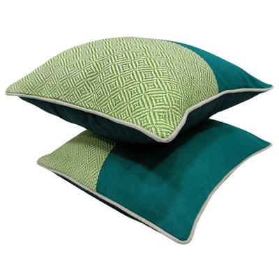 Emerald & Geometric Pillow Covers (Set of 2, 16×16) - Alternate image