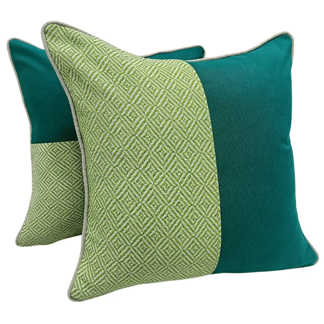 Emerald & Geometric Pillow Covers (Set of 2, 16×16) |  ZIPCushions
