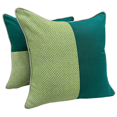 Emerald & Geometric Pillow Covers (Set of 2, 16×16)