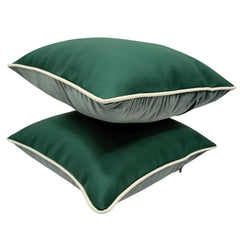 Deep Green & Soft Gray Pillow Covers (Set of 2, 16x16) - Hover Image
