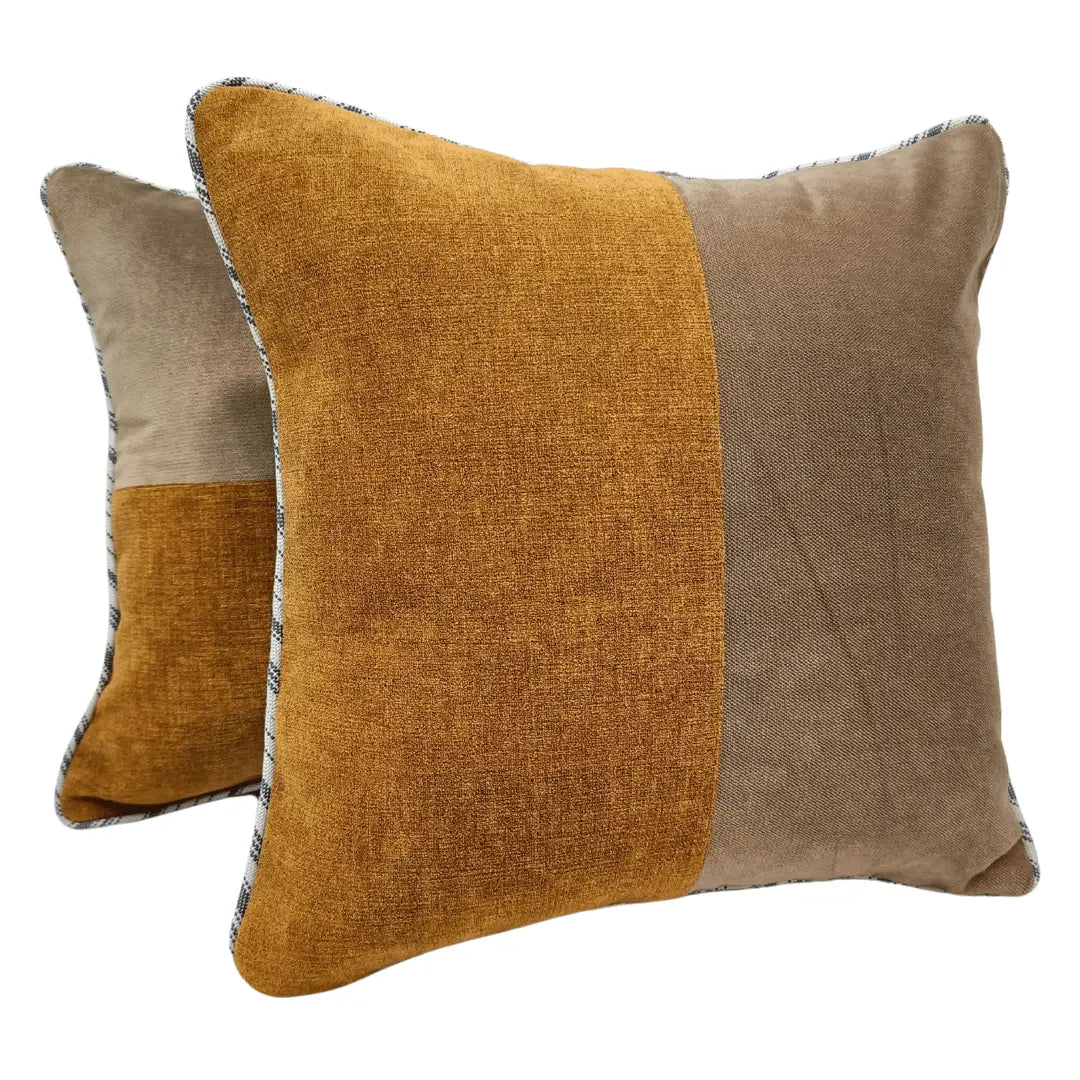 Earthy Tones Patchwork Pillow Covers (Set of 2, 16×16) |  ZIPCushions
