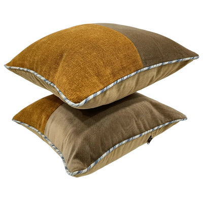 Earthy Tones Patchwork Pillow Covers (Set of 2, 16×16) - Alternate image