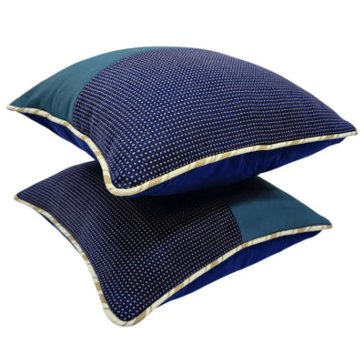 Two-Tone Blue Patchwork Pillow Covers (Set of 2, 16×16)