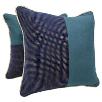 Two-Tone Blue Patchwork Pillow Covers (Set of 2, 16×16)