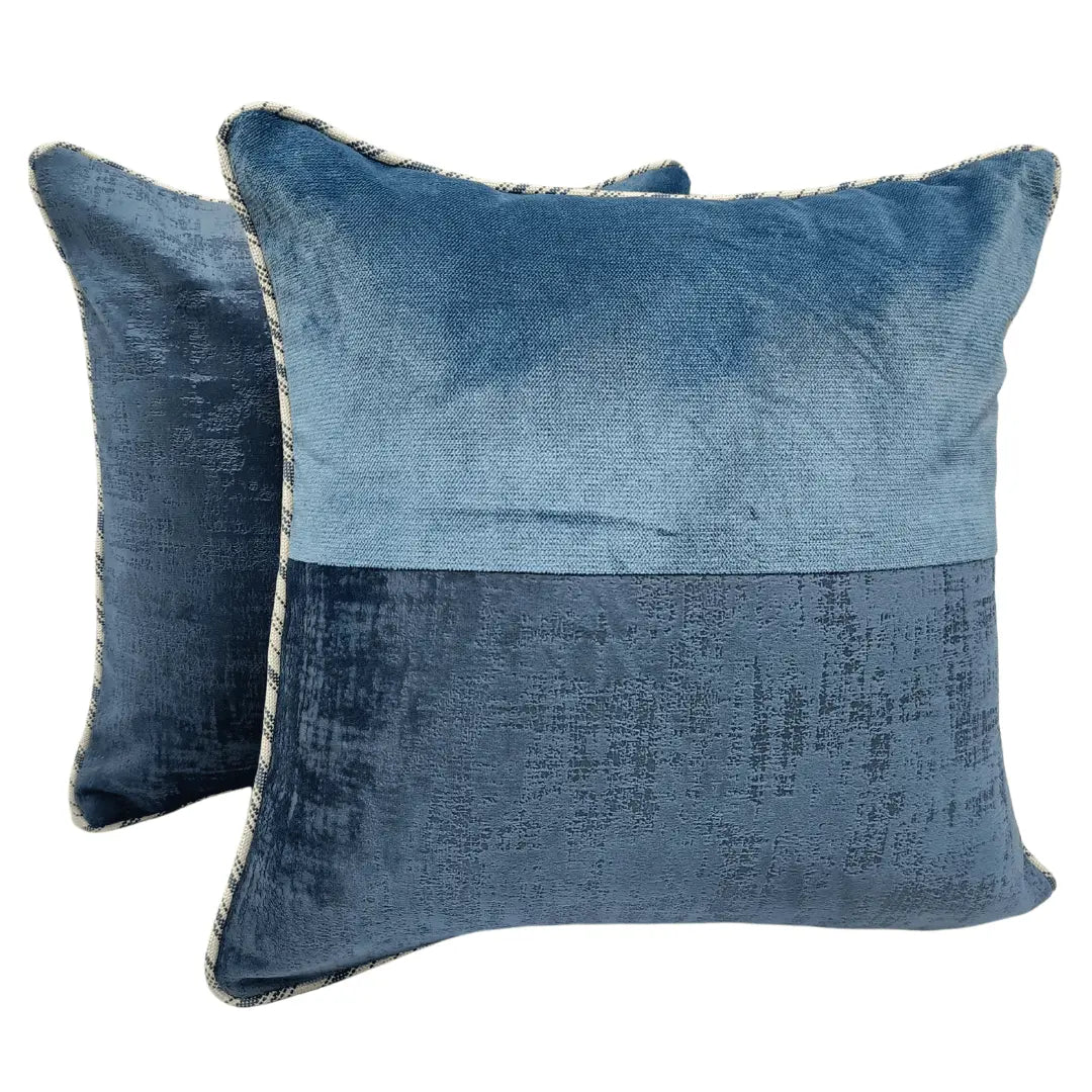 Two-Tone Blue Pillow Covers (Set of 2, 16×16) | ZIPCushions