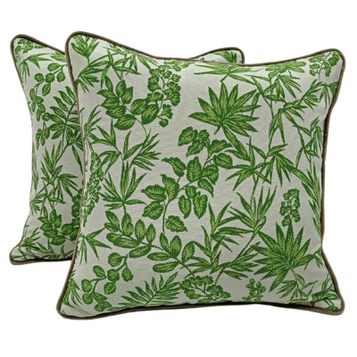 Green Botanical Print Pillow Covers (16×16, Set of 2)