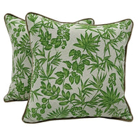 Green Botanical Print Pillow Covers (16×16, Set of 2)