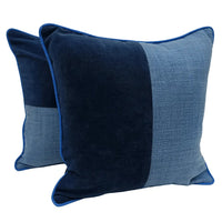Blue Patchwork Pillow Covers (16×16, Set of 2)