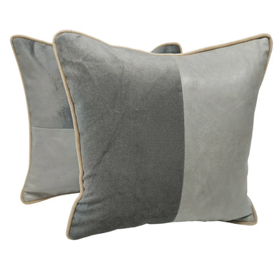 Gray Mixed-Texture Pillow Covers (16×16, Set of 2)