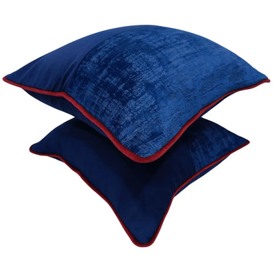 Deep Blue Mixed-Texture Pillow Covers (16×16, Set of 2) - Alternate image