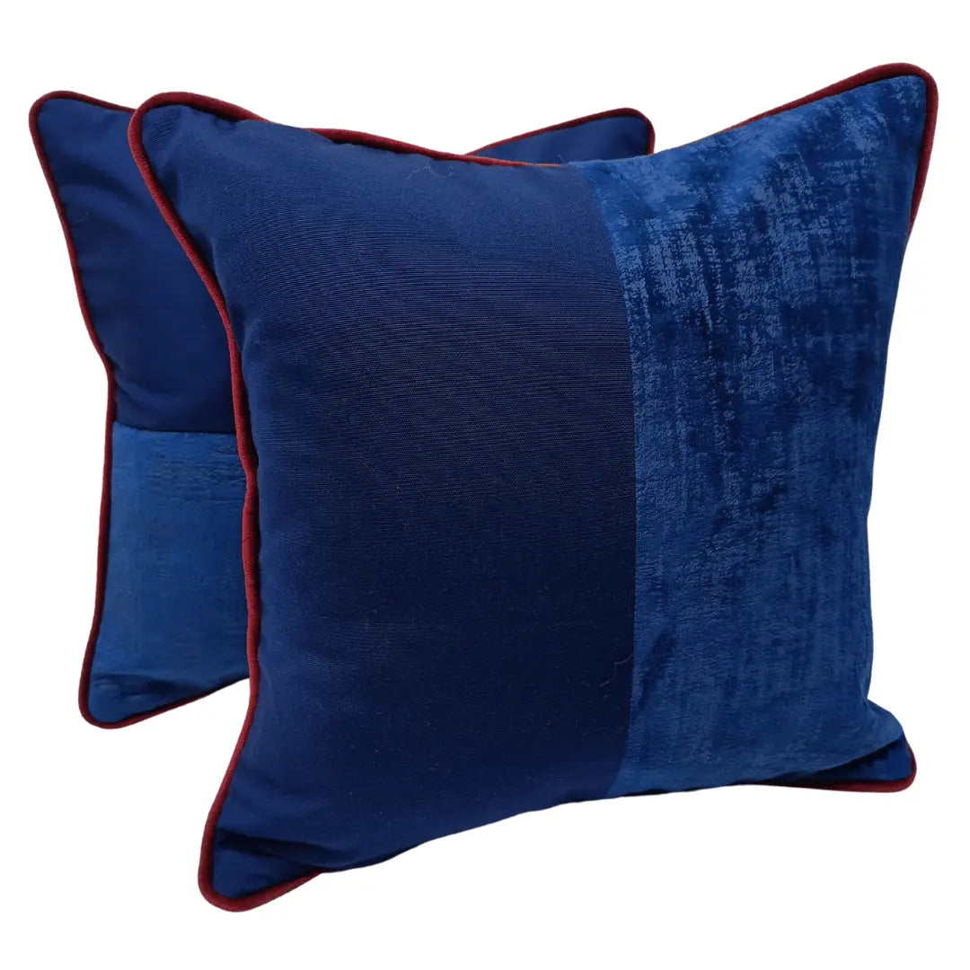 Deep Blue Mixed-Texture Pillow Covers (16×16, Set of 2) | ZIPCushions