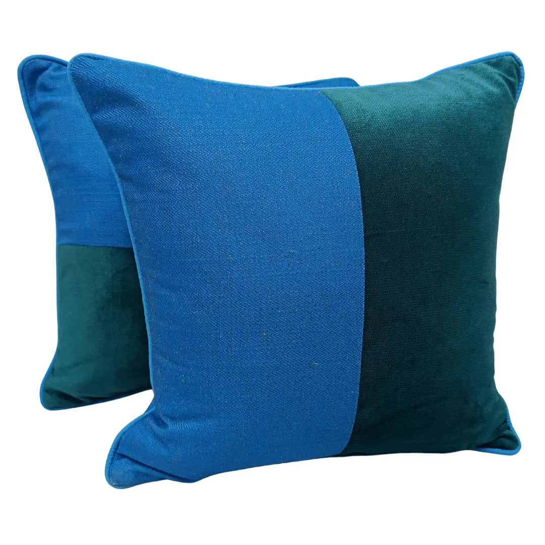 Teal and cobalt blue mix pillow covers (16×16, Set of 2) | ZIPCushions