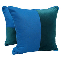 Teal and cobalt blue mix pillow covers (16×16, Set of 2)