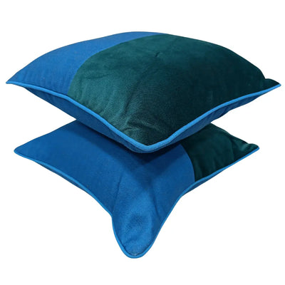 Teal and cobalt blue mix pillow covers (16×16, Set of 2) - Alternate image