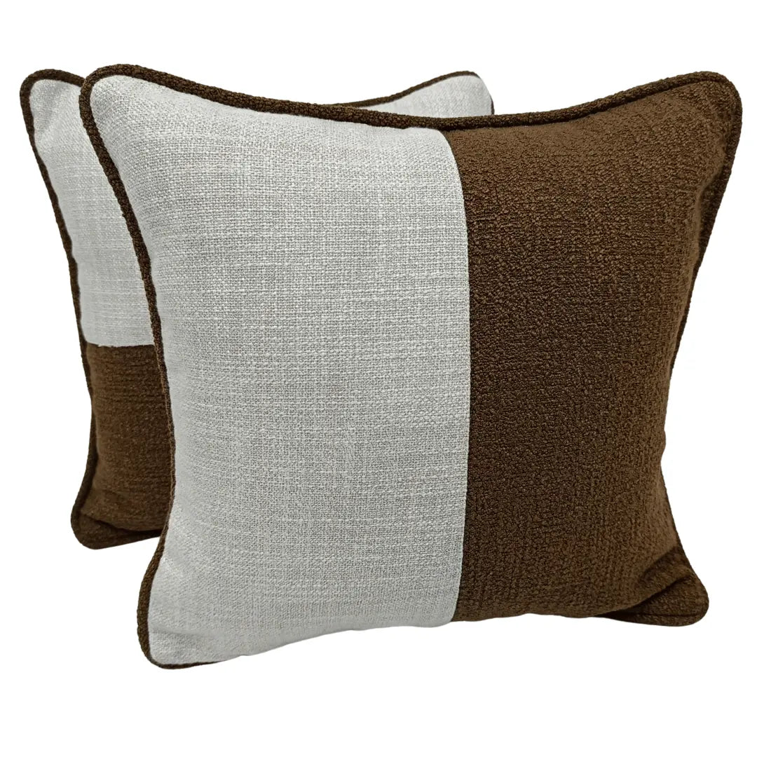 Brown and ivory patchwork pillow covers (16×16, Set of 2) | ZIPCushions