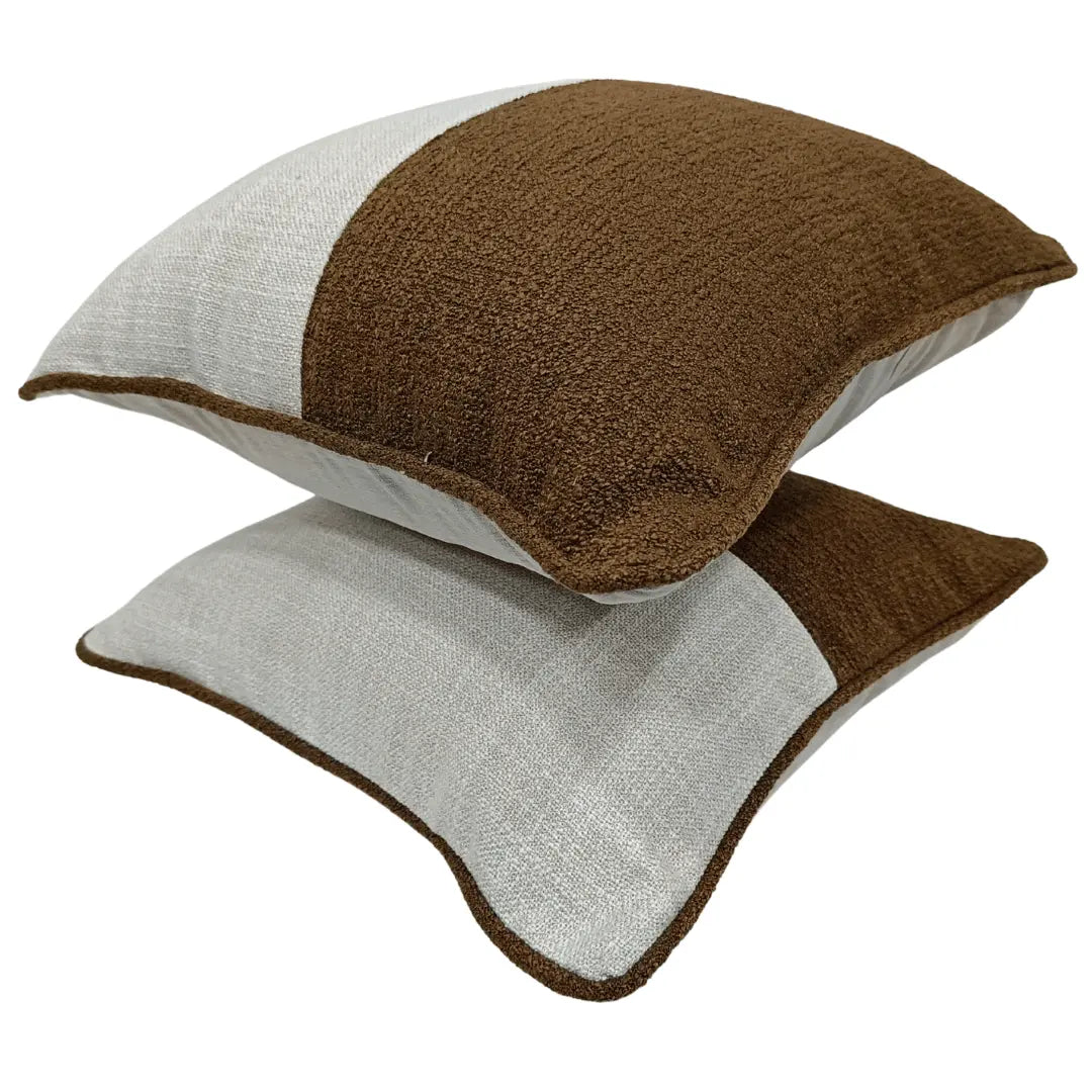 Brown and ivory patchwork pillow covers (16×16, Set of 2) |  ZIPCushions