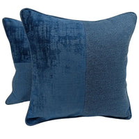 Blue velvet patchwork pillow covers (16×16, Set of 2)