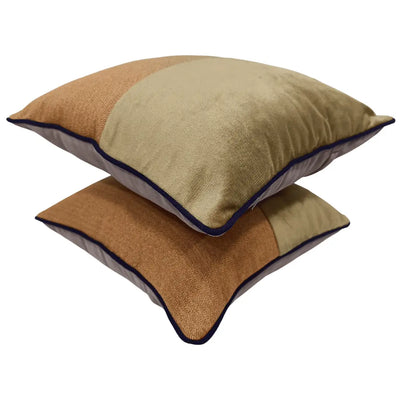 Golden beige and rust pillow covers (16×16, Set of 2 - Alternate image
