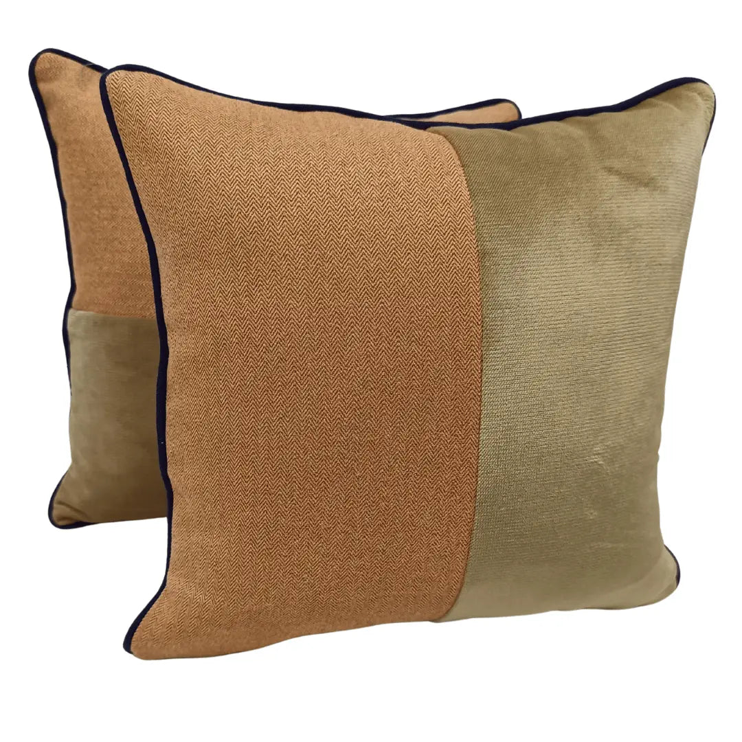Golden beige and rust pillow covers (16×16, Set of 2 | ZIPCushions