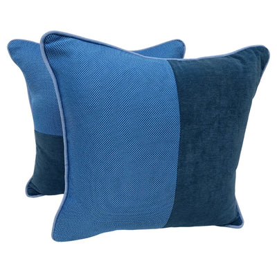 Sky blue and deep navy pillow covers (16×16, Set of 2)