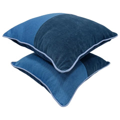 Sky blue and deep navy pillow covers (16×16, Set of 2) - Hover Image