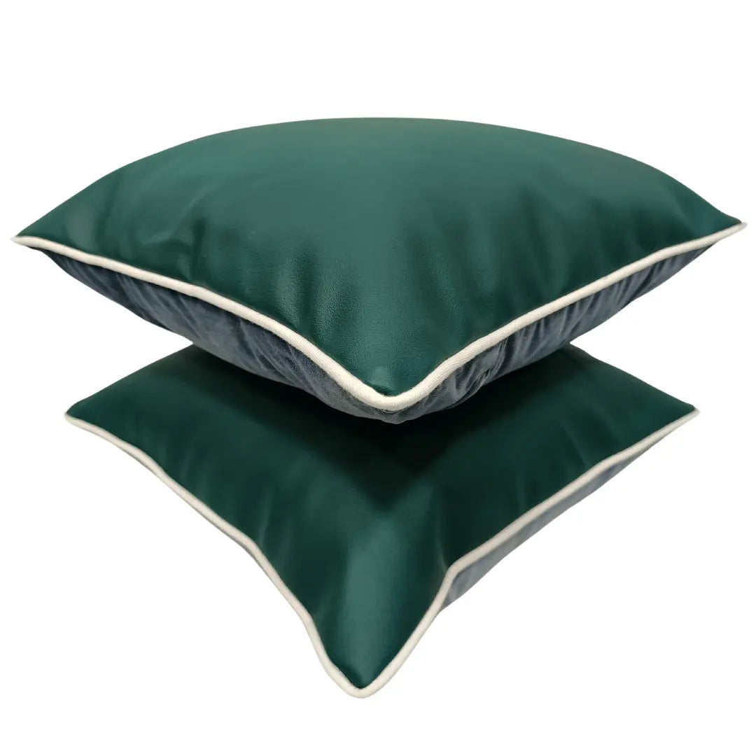 Green leather-like pillow covers (16×16, Set of 2) |  ZIPCushions