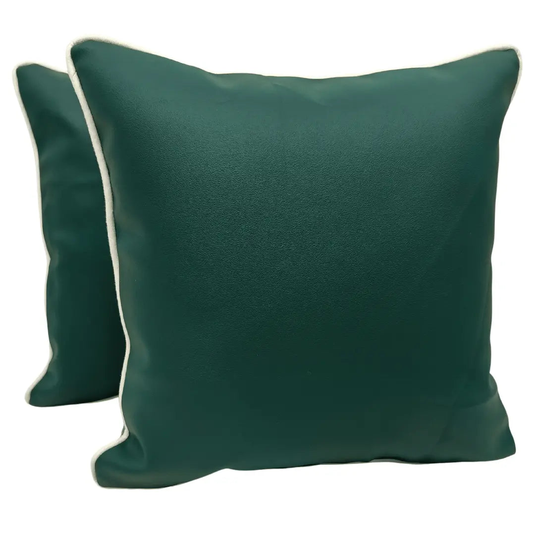 Green leather-like pillow covers (16×16, Set of 2) | ZIPCushions