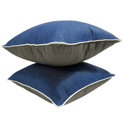 Blue & Gray Textured Pillow Covers (22x22, Set of 2) - Alternate image